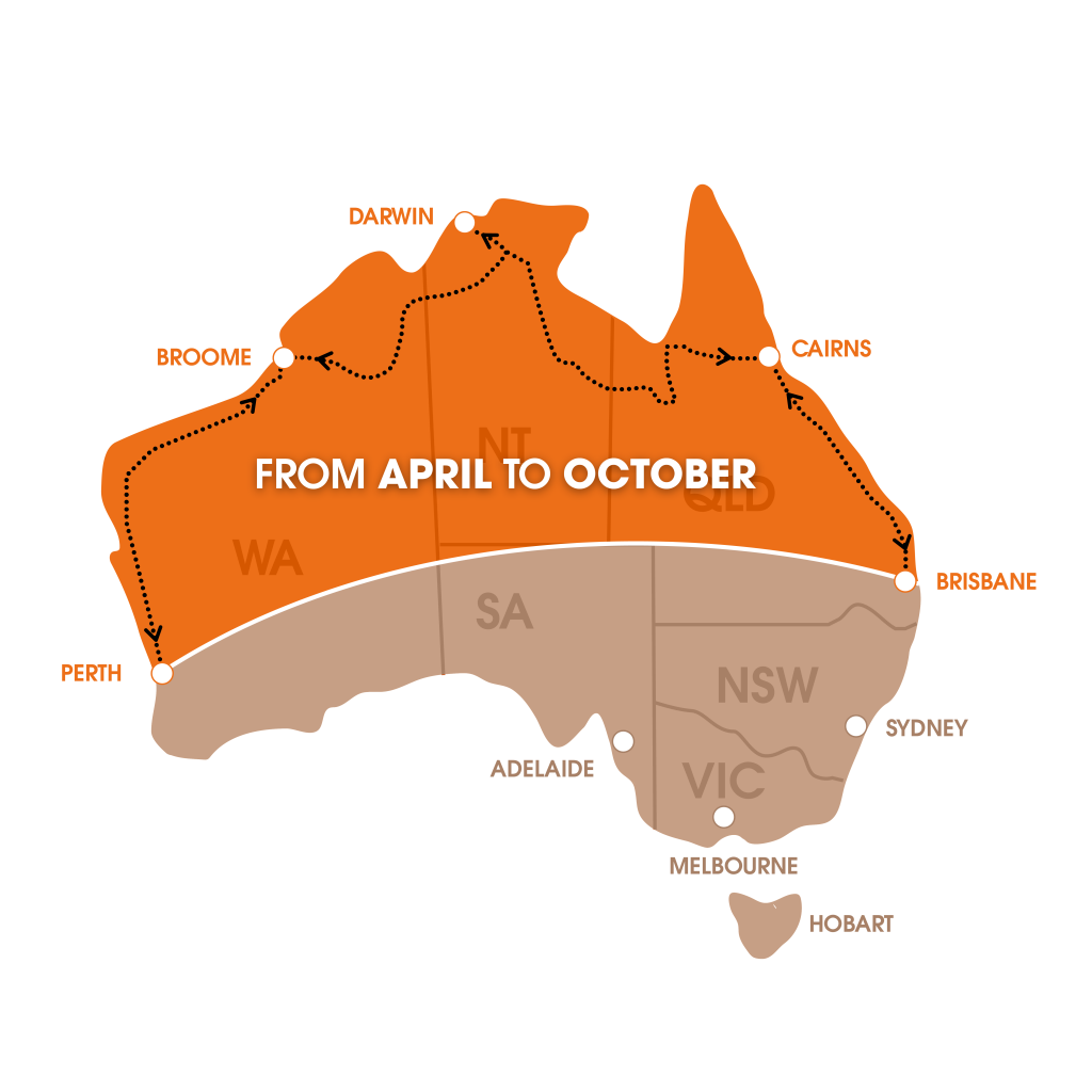 Top tip: follow the sun while camping in Australia: map of Australia.