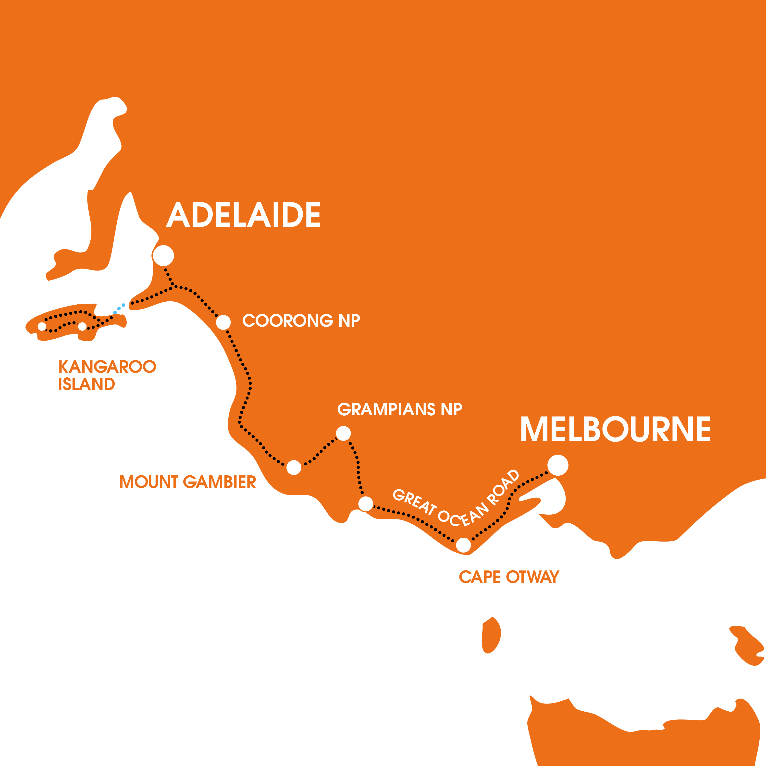 Adelaide to Melbourne (+ Kangaroo Island) Share Bus Roadtrip