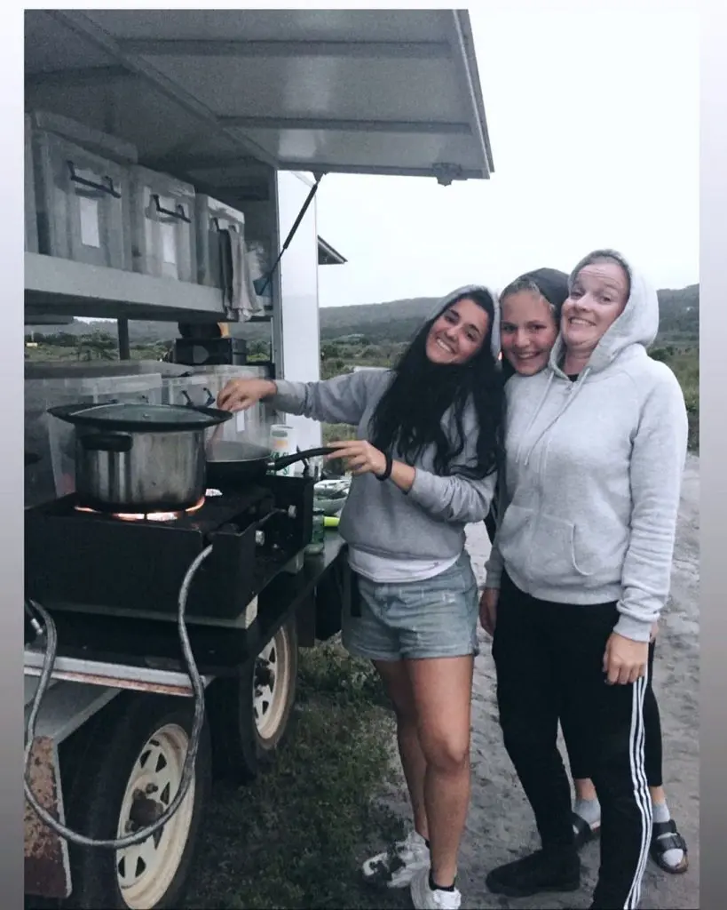 A cute group of Share Bus travellers at the Cosy Corner East camp, near Albany and Denmark int he south West